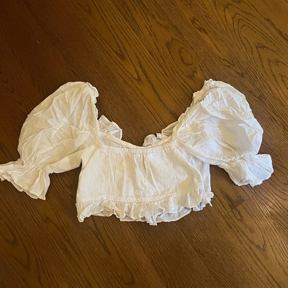 White Ruffle Off-Shoulder Top - Picture 4 of 4